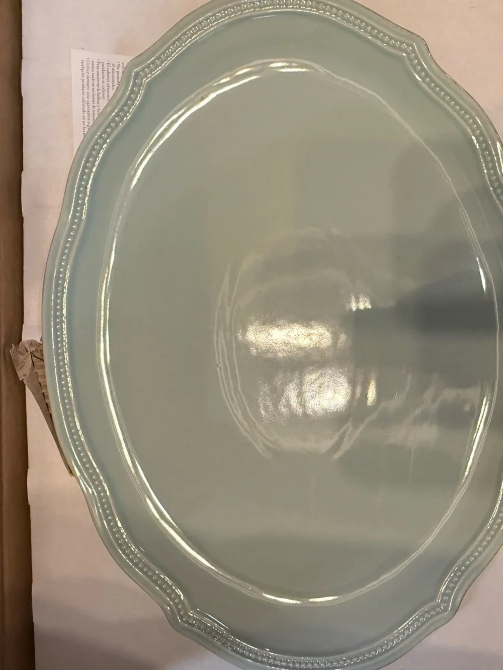 Lenox French Perle Bead Oval Platter in Iced Blue